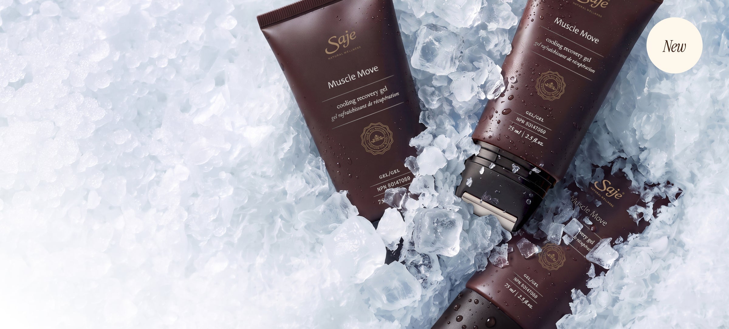 Saje Muscle Move cooling recovery gel on ice